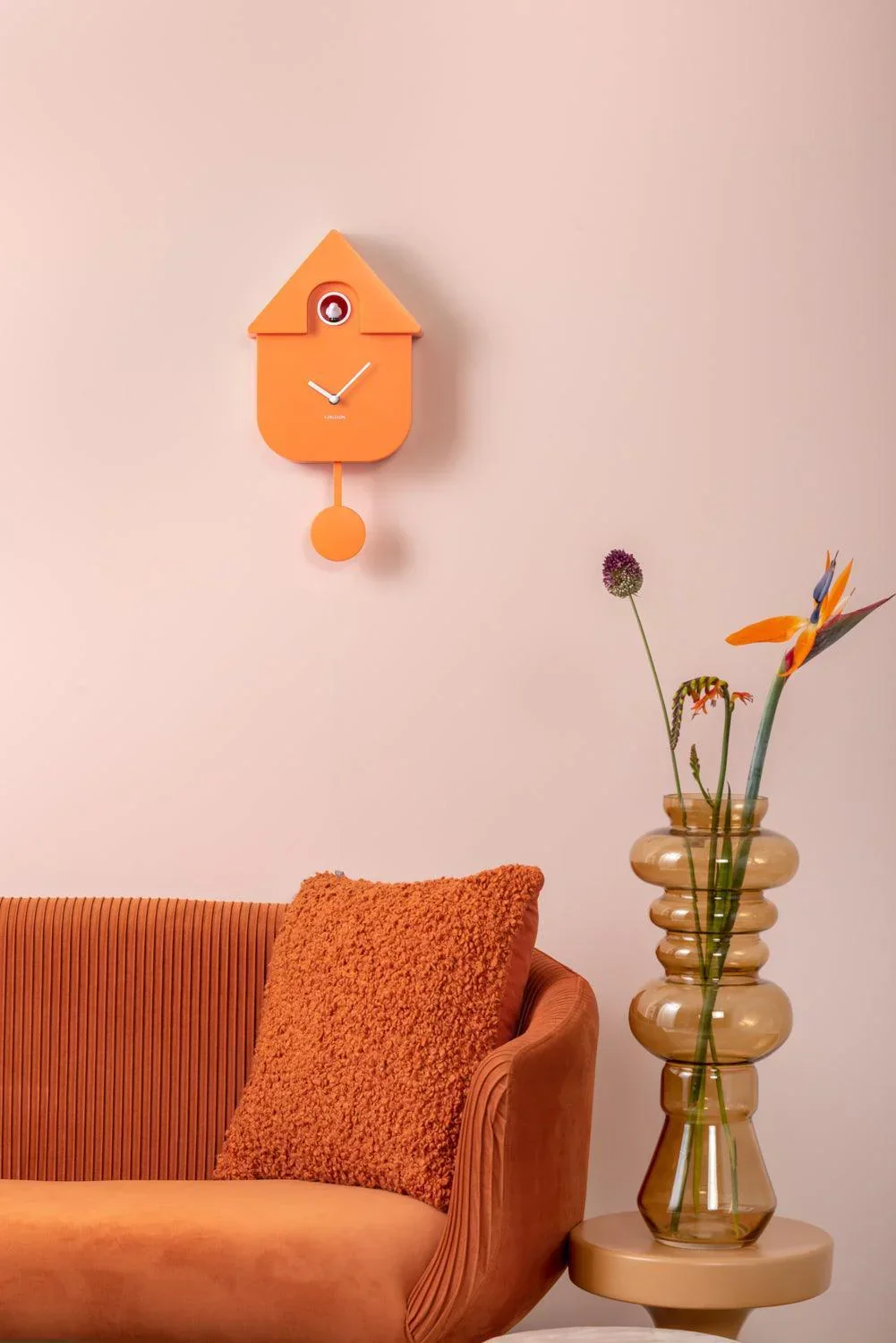 Karlsson Modern Cuckoo Wall Clock - Soft Orange - Image 6