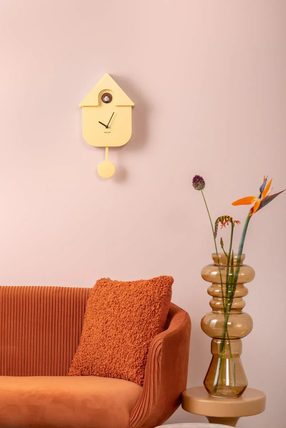 Karlsson Modern Cuckoo Wall Clock - Soft Yellow - Image 6