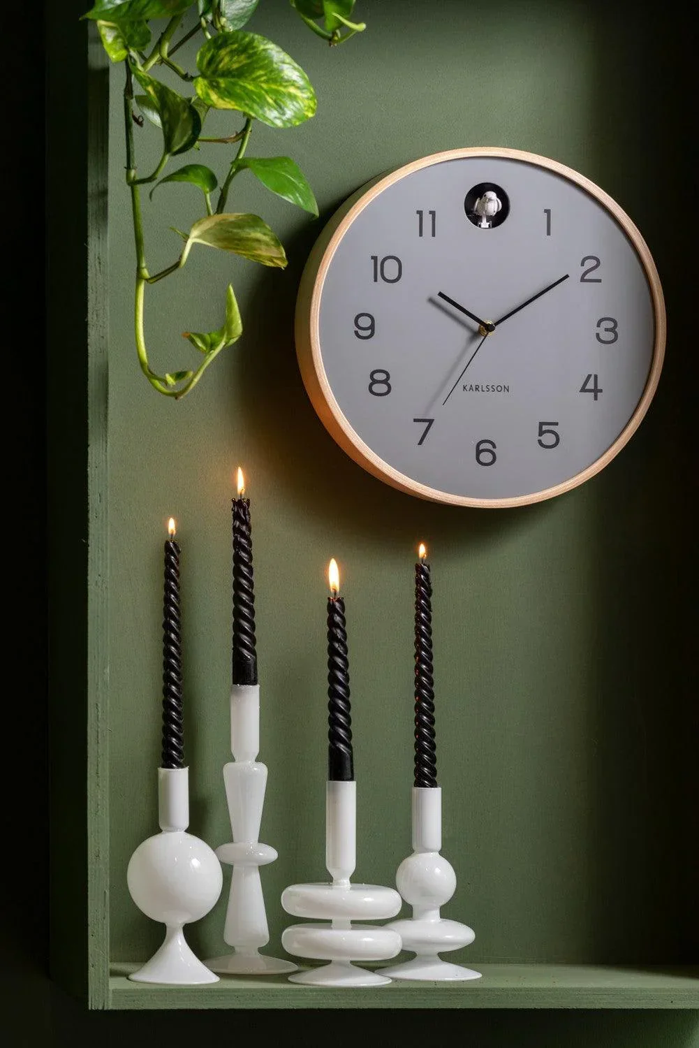 Karlsson Natural Cuckoo Wall Clock - Mouse grey - Image 5