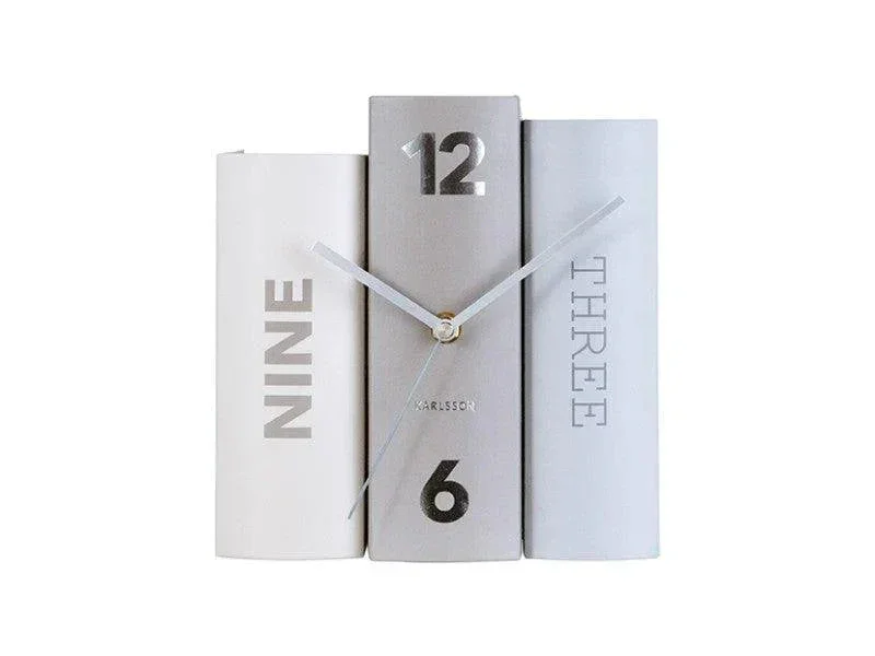 Karlsson Table Clock Book - Grey