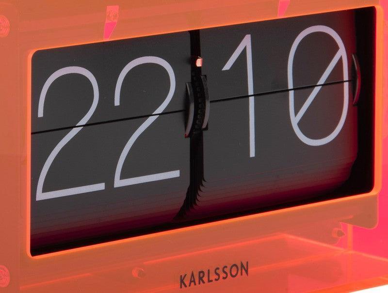 Karlsson Table Clock Boxed Flip Acrylic - Neon Orange - Image 4