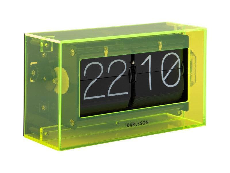 Karlsson Table Clock Boxed Flip Acrylic - Neon Yellow - Image 2