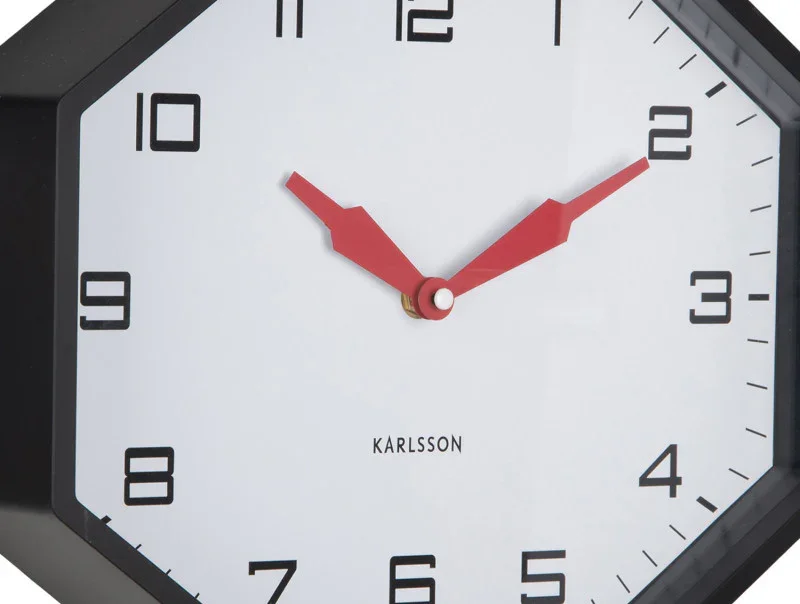 Karlsson Wall Clock Modern Factory Octagon - Black & Bright Red - Image 4