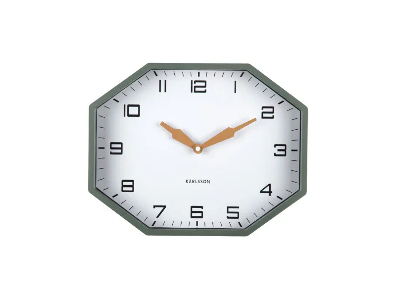 Karlsson Wall Clock Modern Factory Octagon - Jungle Green & Ochre Yellow - Image 2