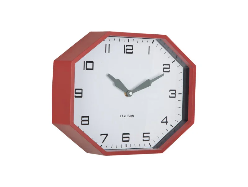 Karlsson Wall Clock Modern Factory Octagon - Ochre Red & Jungle Green