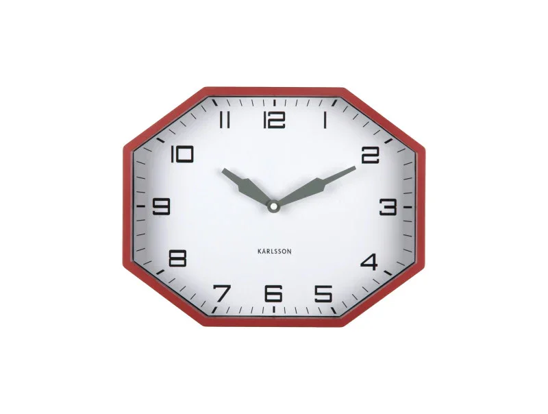 Karlsson Wall Clock Modern Factory Octagon - Ochre Red & Jungle Green - Image 2