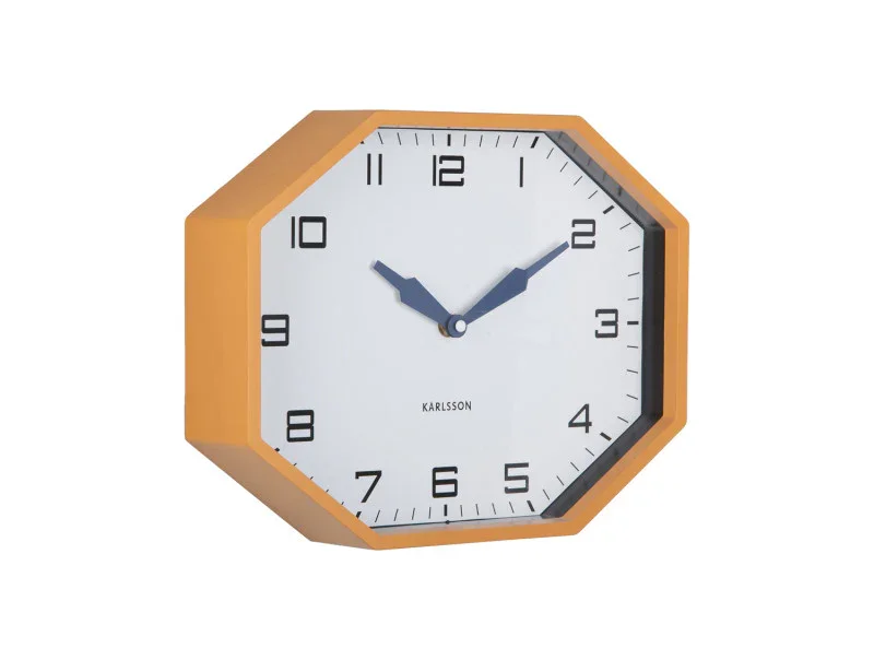 Karlsson Wall Clock Modern Factory Octagon - Ochre Yellow & Navy Blue