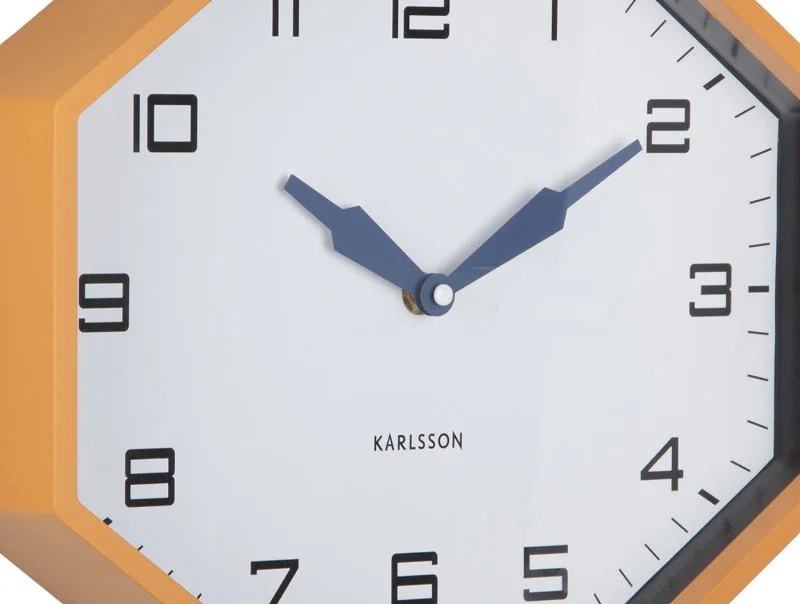 Karlsson Wall Clock Modern Factory Octagon - Ochre Yellow & Navy Blue - Image 3