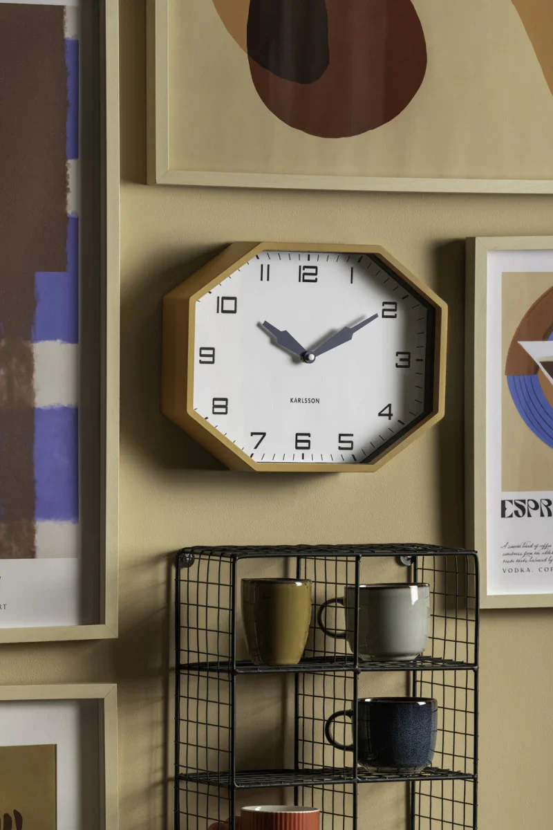 Karlsson Wall Clock Modern Factory Octagon - Ochre Yellow & Navy Blue - Image 5