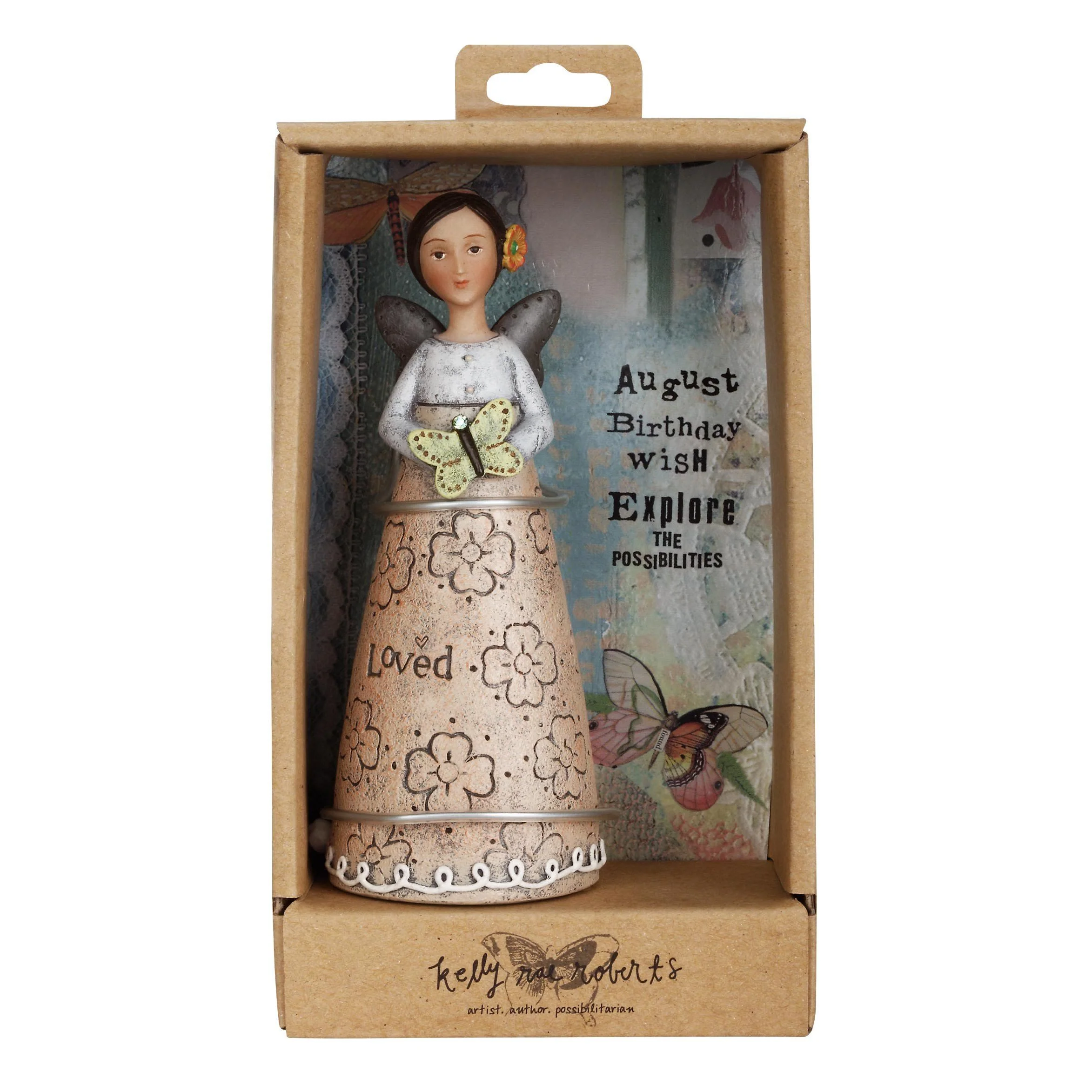 Kelly Rae Roberts August Birthday Wish Angel Ornaments (11cm) - Image 2