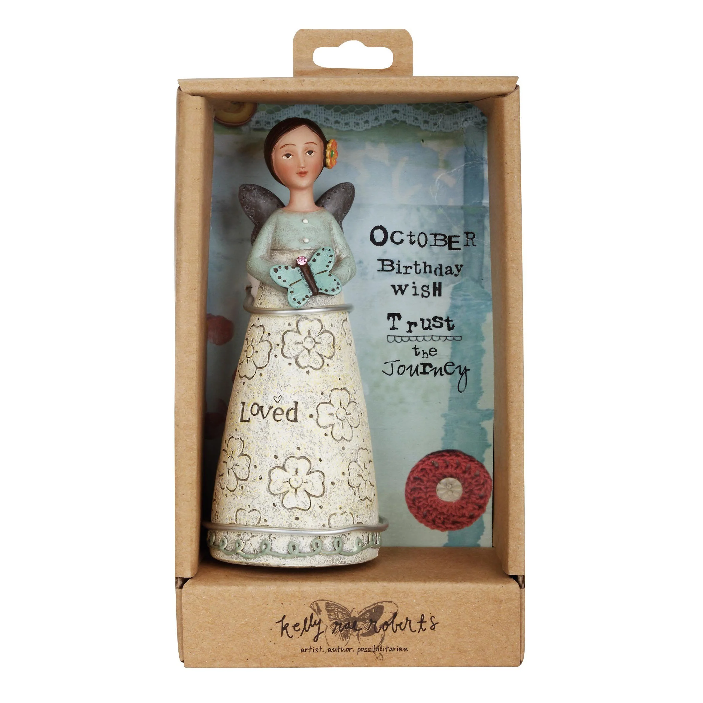 Kelly Rae Roberts October Birthday Wish Angel Ornaments (11cm) - Image 2