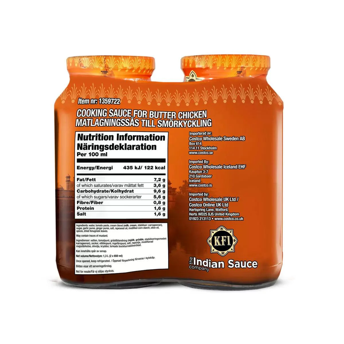 KFI Butter Chicken Sauce (2x650ml) - Image 2
