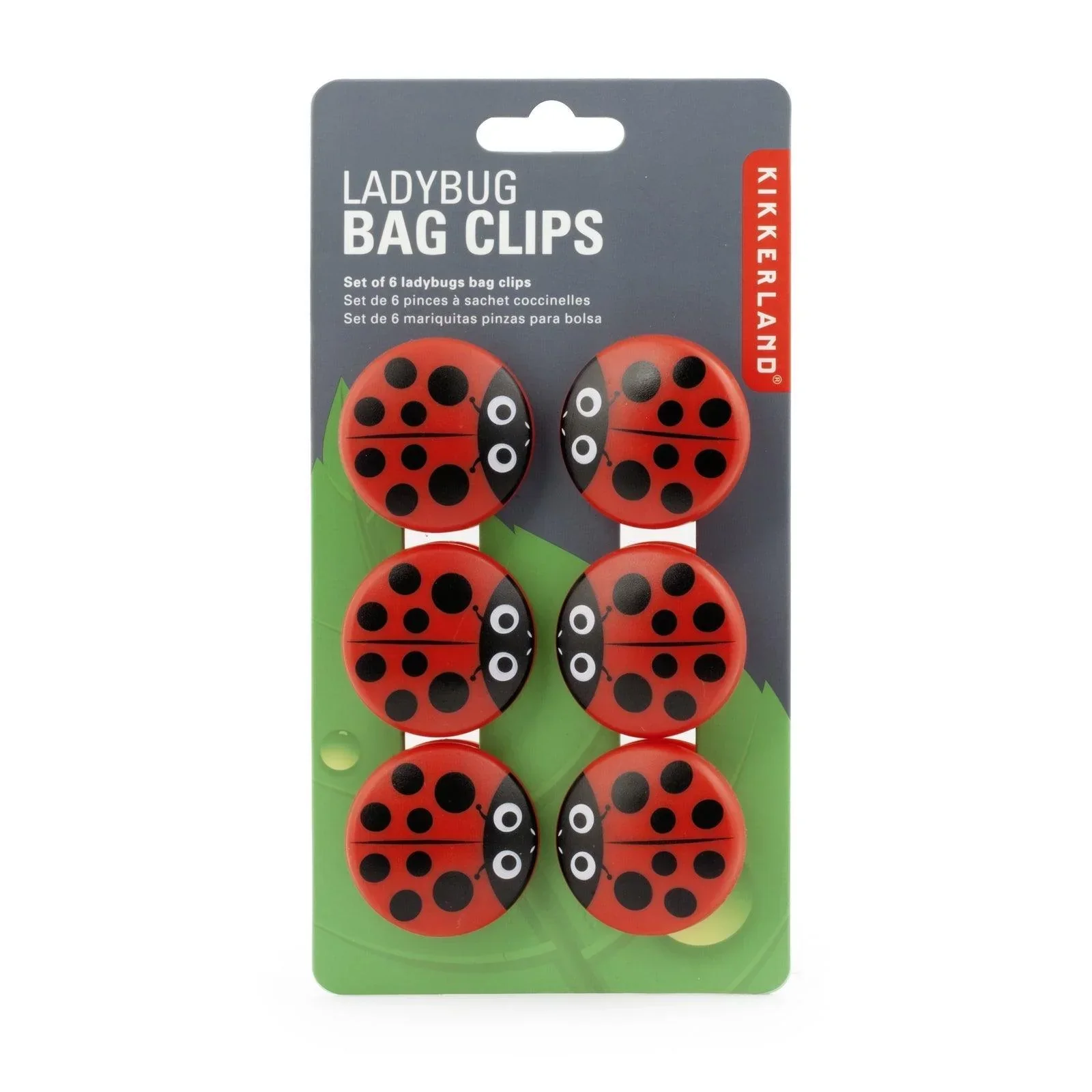 Kikkerland Set Of 6 Bag Clips - Ladybug - Image 2