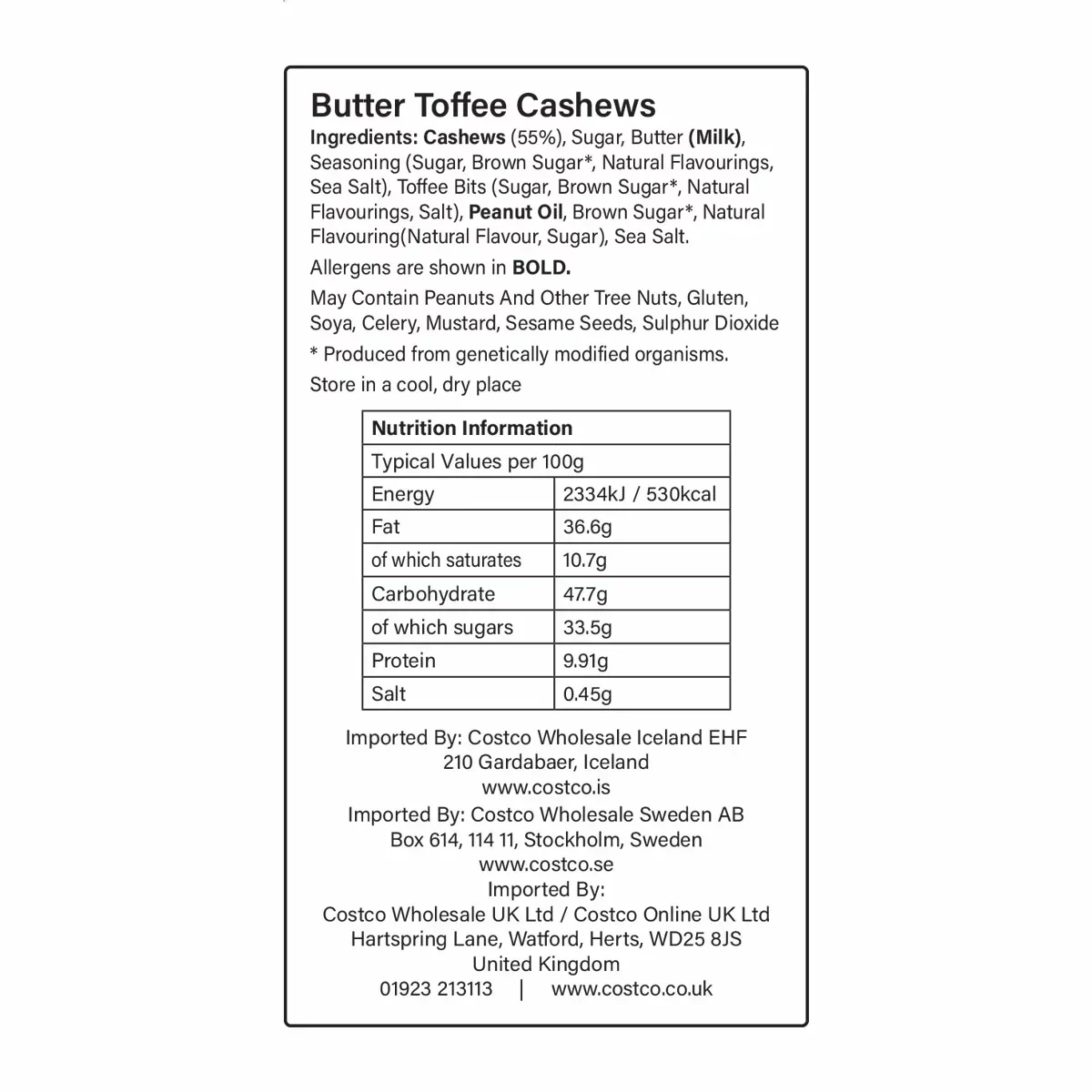 Kirkland Signature Butter Toffee Flavoured Cashews (680g) - Image 2