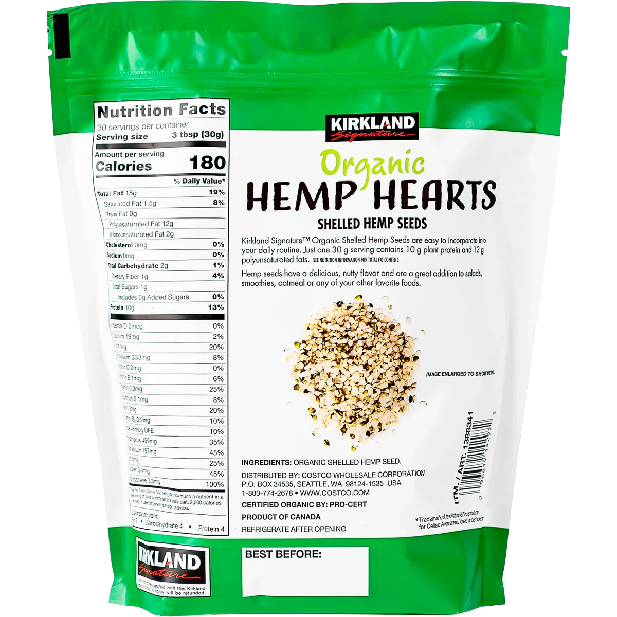 Kirkland Signature Organic Hemp Hearts (907g) - Image 2