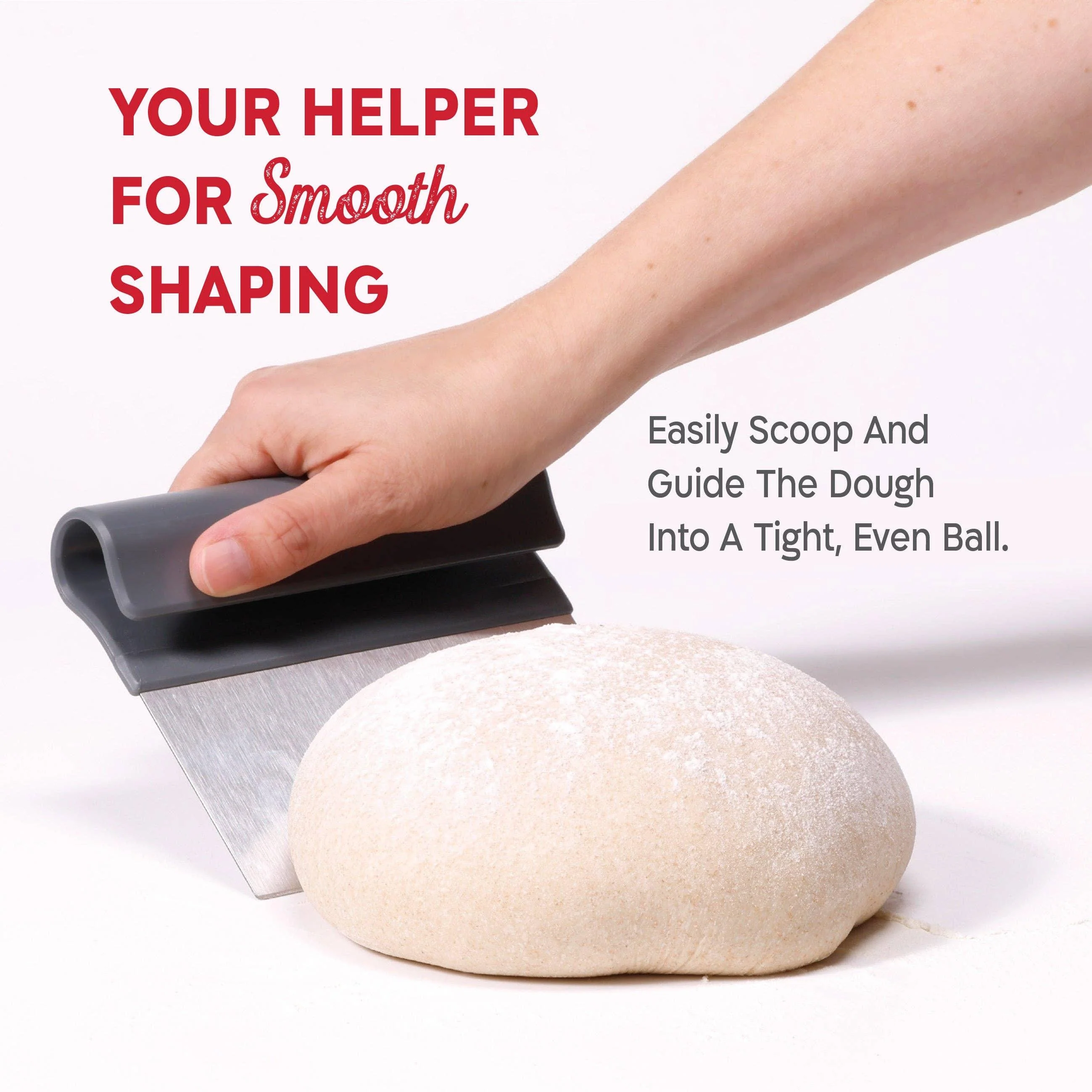 KneadAce Bench Scraper and Baker's Brush - White/Red - Image 13