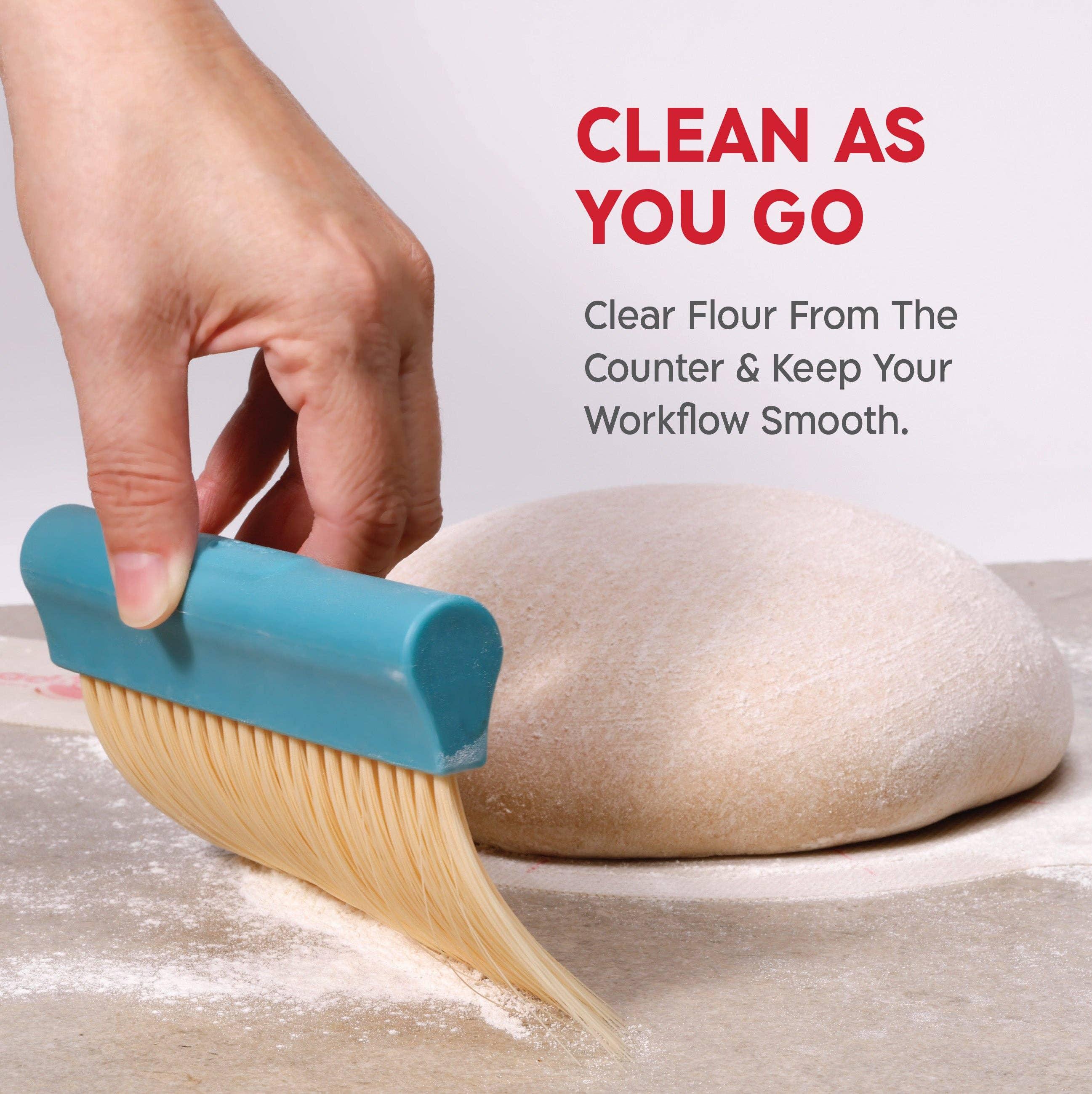 KneadAce Bench Scraper and Baker's Brush - White/Red - Image 15