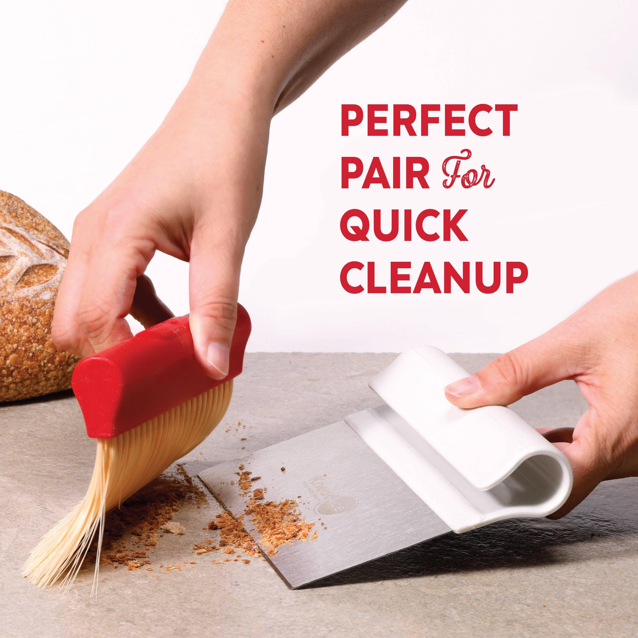 KneadAce Bench Scraper and Baker's Brush - White/Red - Image 8