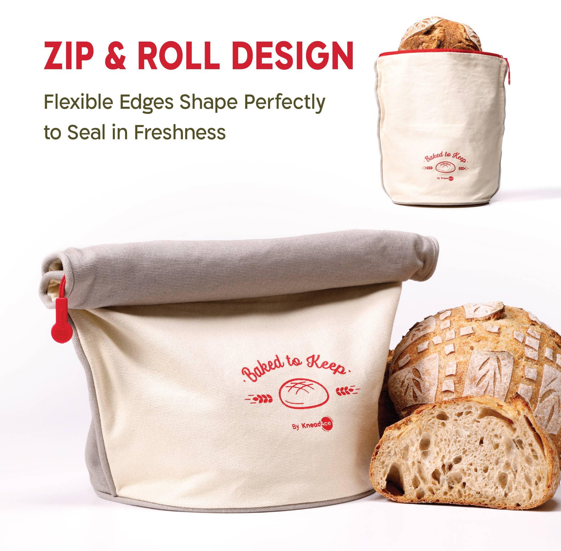 KneadAce Roll Top Bread Bags (Grey/Off-White) - Image 2