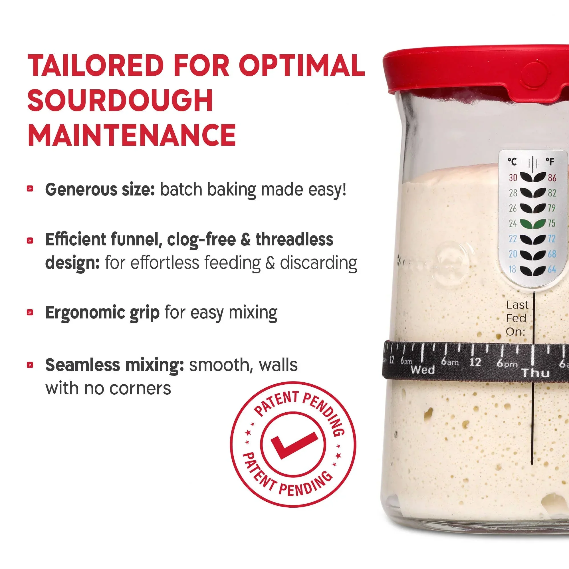 KneadAce PRO Sourdough Kit with Oval Proofing Basket (34oz Jar) - Image 8