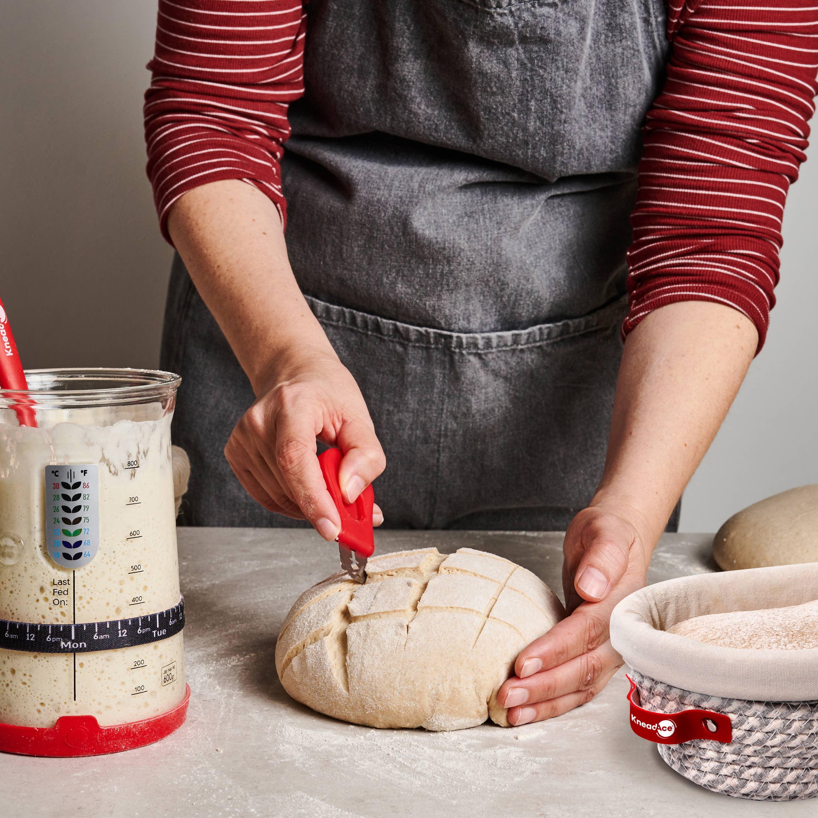 KneadAce PRO Sourdough Kit with Round Proofing Basket (34oz Jar) - Image 5