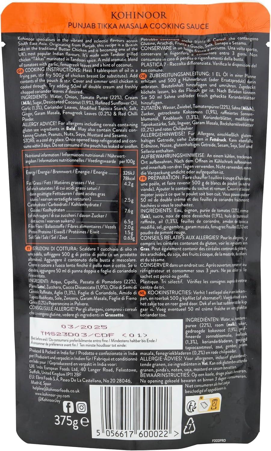 Kohinoor Pack of 6 Tikka Masala Cooking Sauce (6x375g) - Image 3