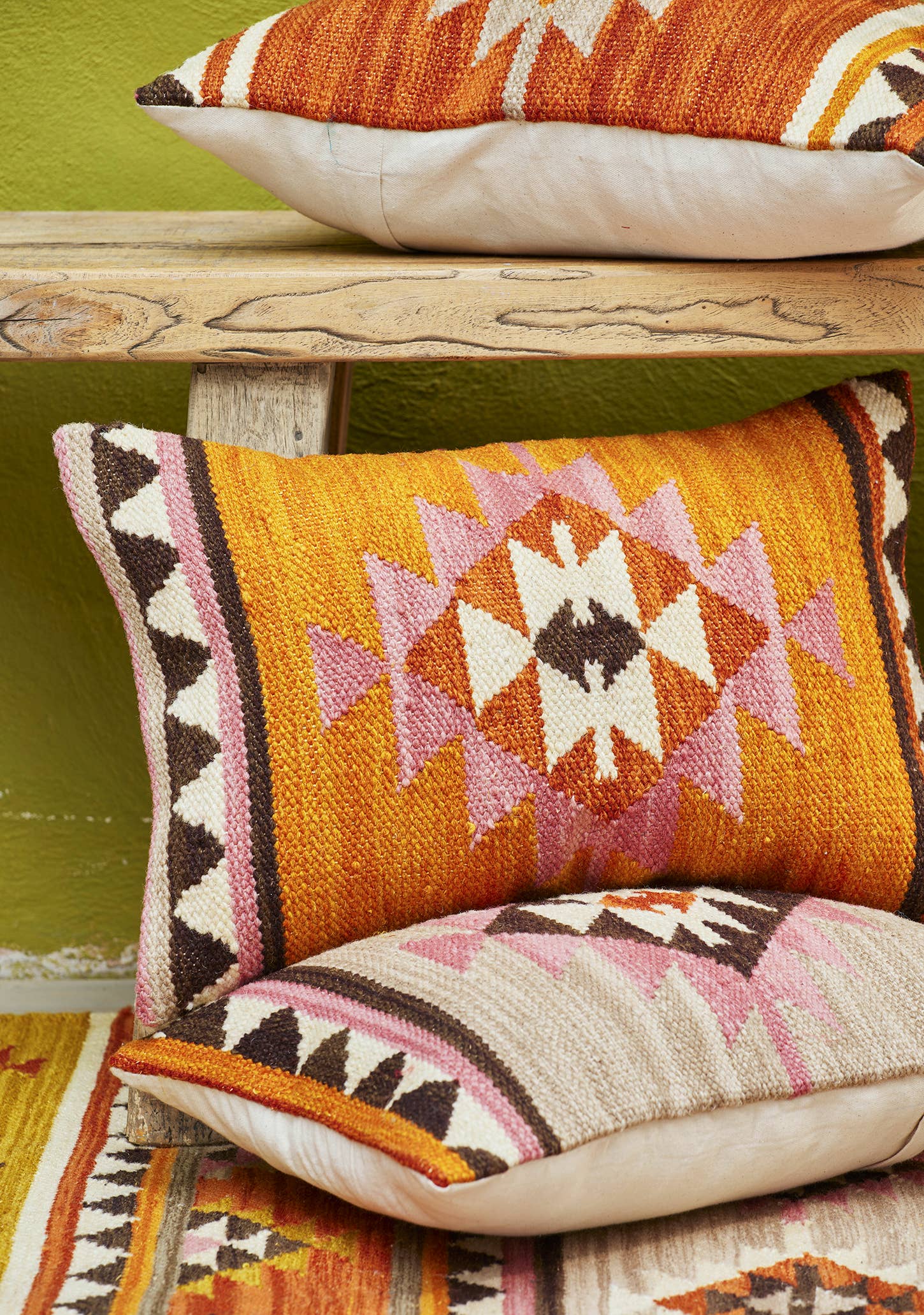 Kunduz Hand loom Orange Kilim Cushion (35x50cm)