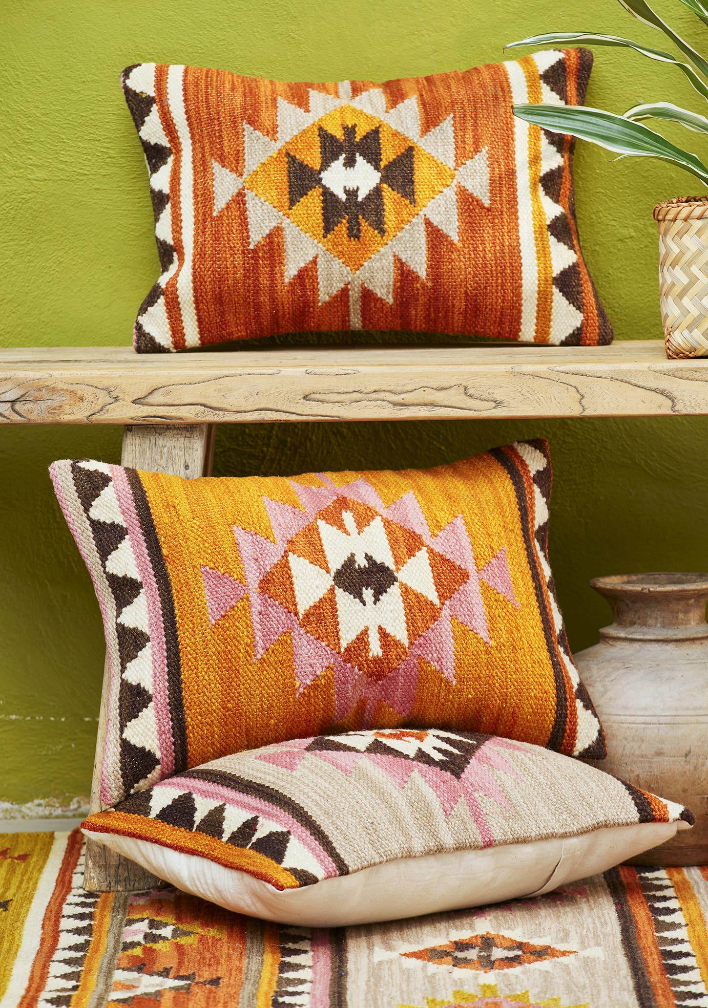 Kunduz Hand loom Orange Kilim Cushion (35x50cm) - Image 2