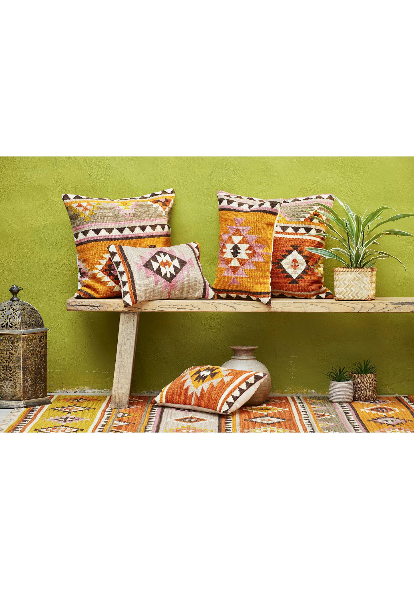 Kunduz Hand loom Orange Kilim Cushion (35x50cm) - Image 3