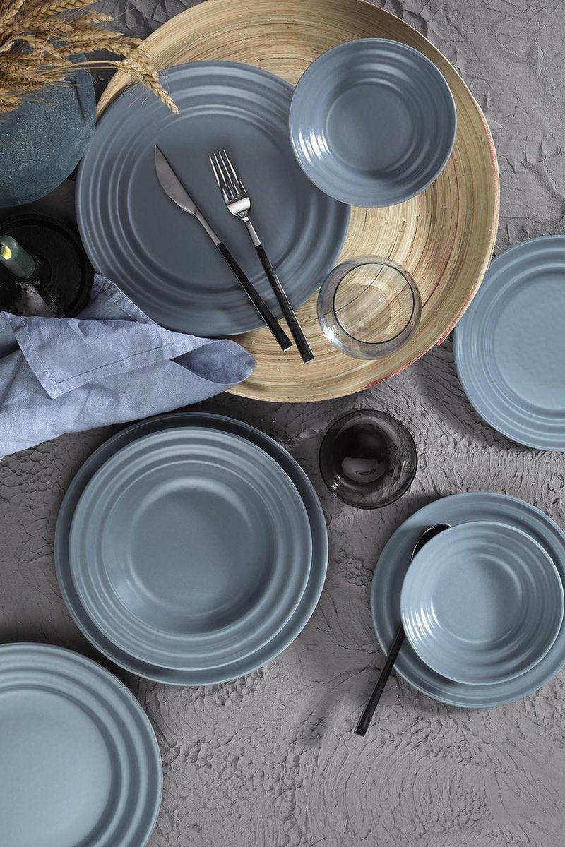 Kutahya Tuana Porcelain Set of 24 pieces Pearl Grey Dinnerware Set
