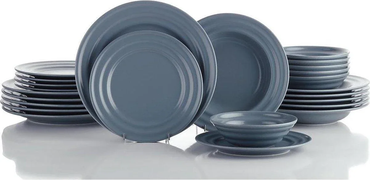 Kutahya Tuana Porcelain Set of 24 pieces Pearl Grey Dinnerware Set - Image 2