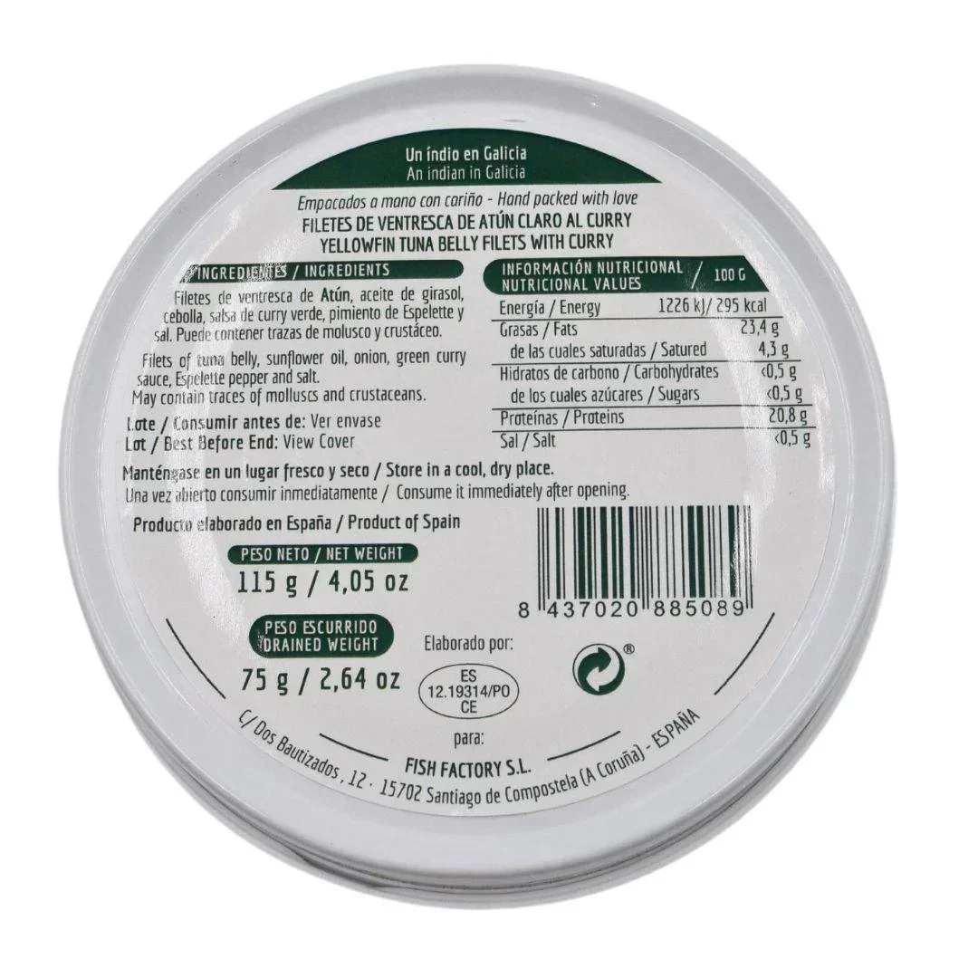 La Curiosa - Tuna belly fillets in Curry Sauce (115g) - Image 2