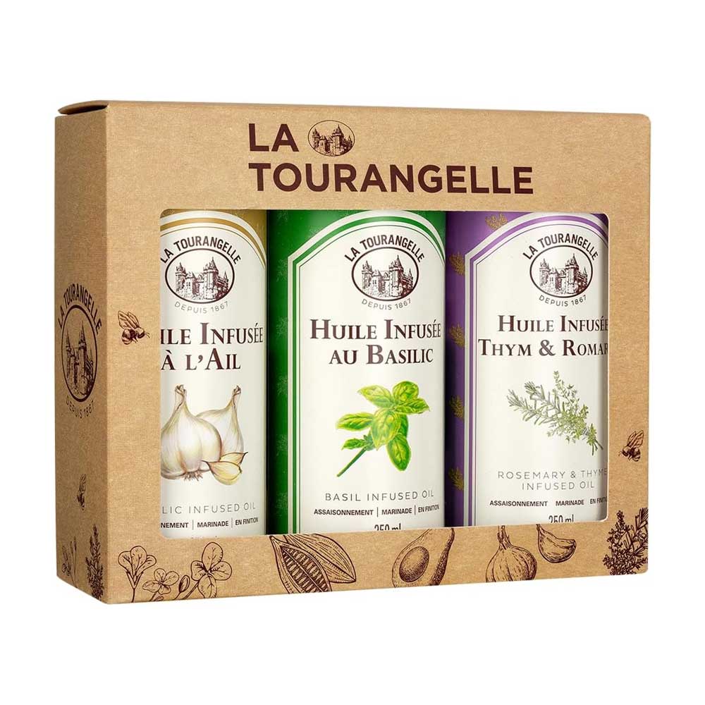 La Tourangelle Infused Oils Gift set - Basil, Garlic, Thyme & Rosemary (3x250ml)
