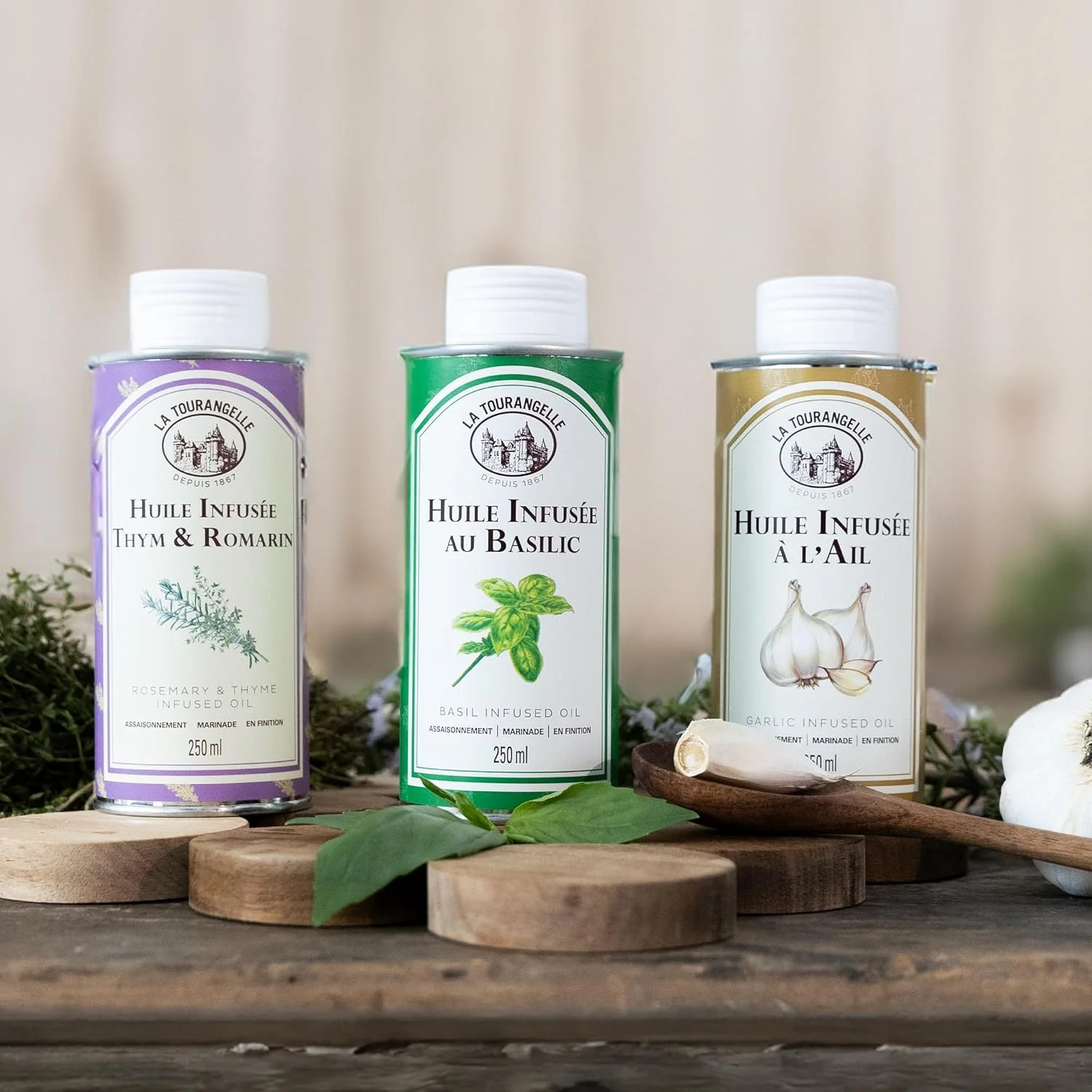 La Tourangelle Infused Oils Gift set - Basil, Garlic, Thyme & Rosemary (3x250ml) - Image 7