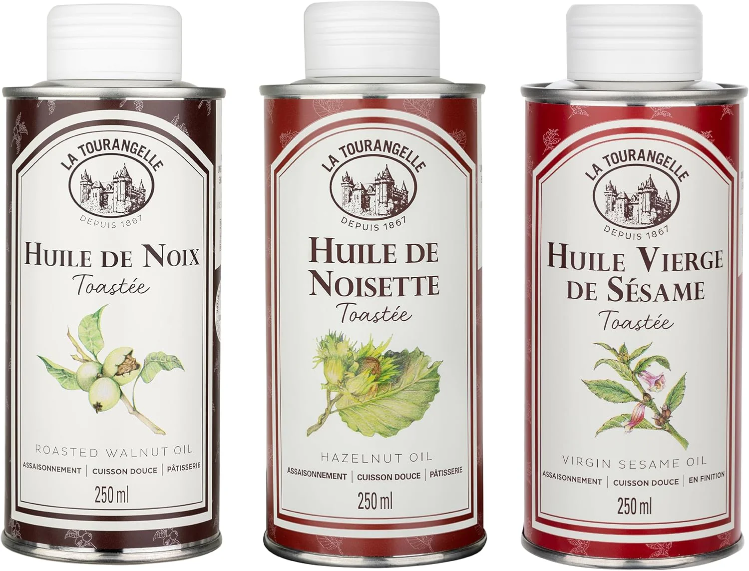 La Tourangelle Infused Oils Gift set - Walnut, Hazelnut & Sesame (3x250ml) - Image 3
