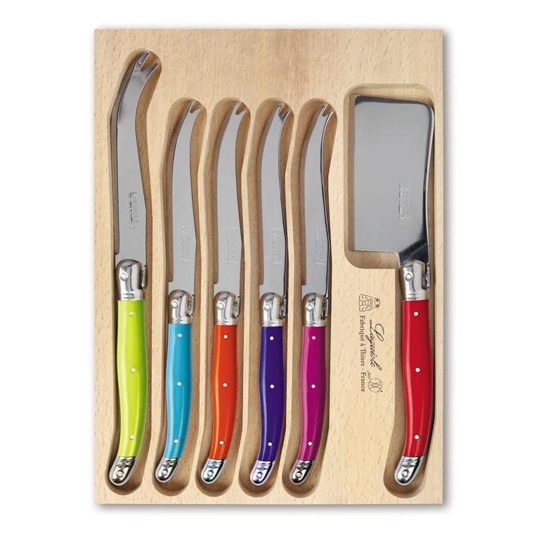 Laguiole 6 Piece Cheese Knife Set in Tray - Multicolour