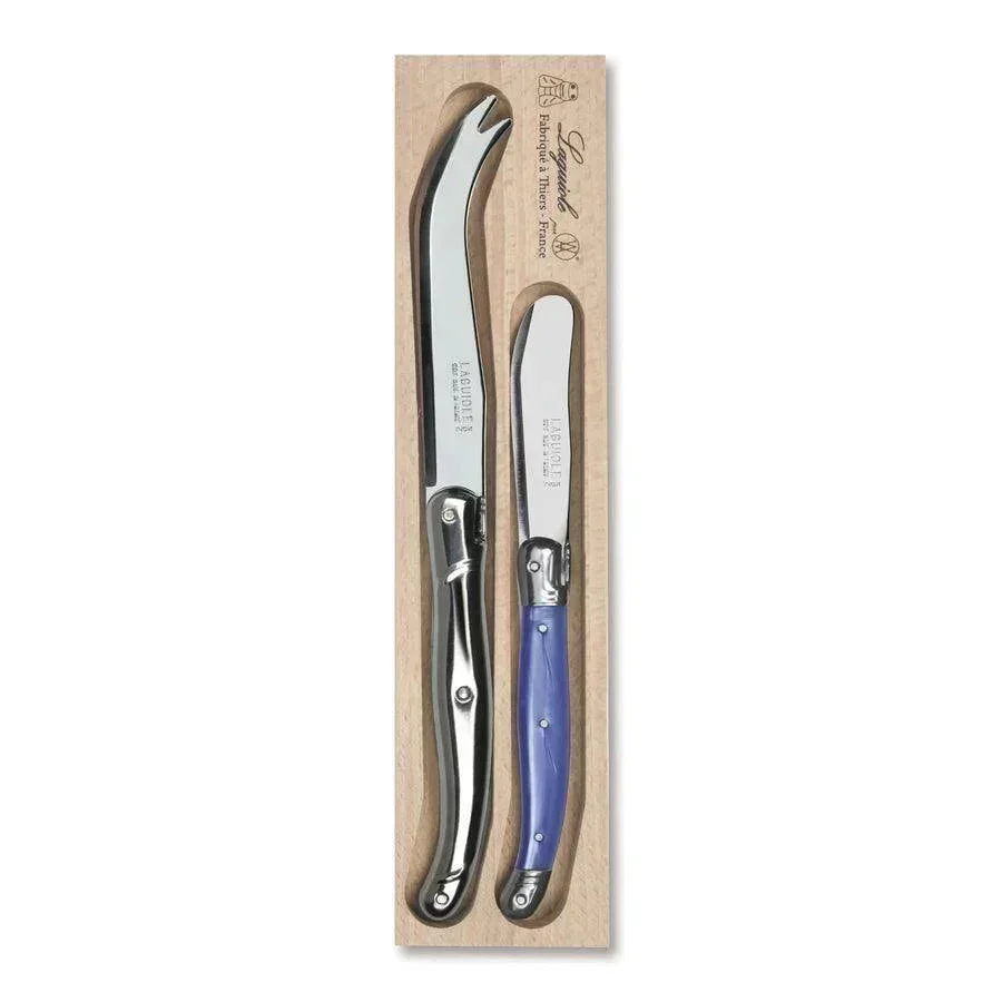 Laguiole Cheese Knife Set of 2 in a Tray - Stainless Steel