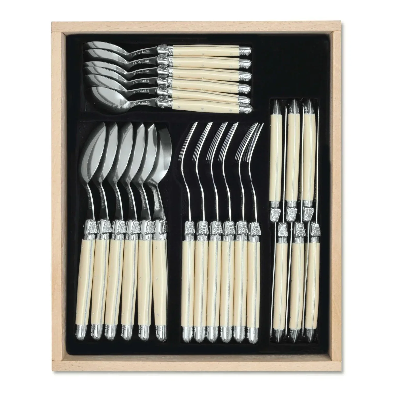 Laguiole French Style Set Of 24 Piece Fine Dining Cutlery Set - Ivory