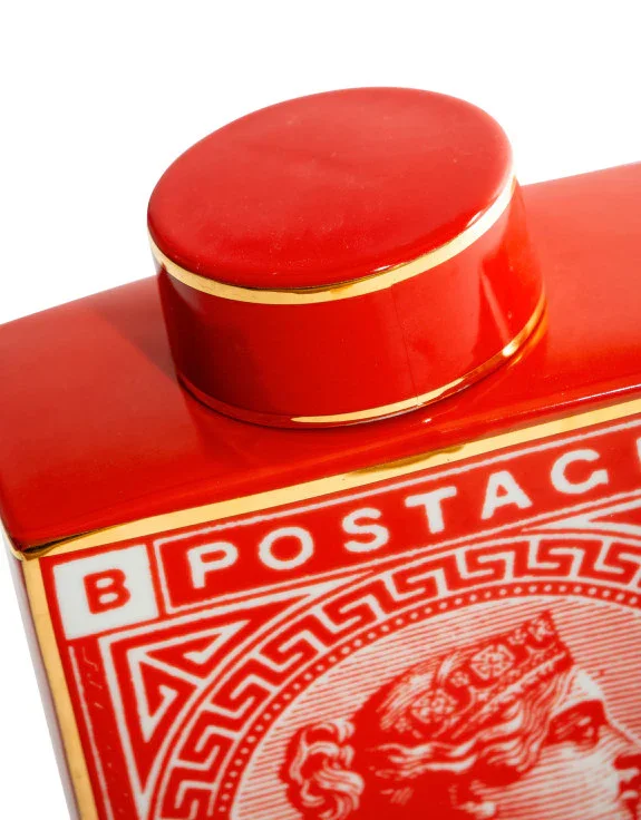 Red Postage Stamp Ceramic Storage Jar/Vase (Large) - Image 2
