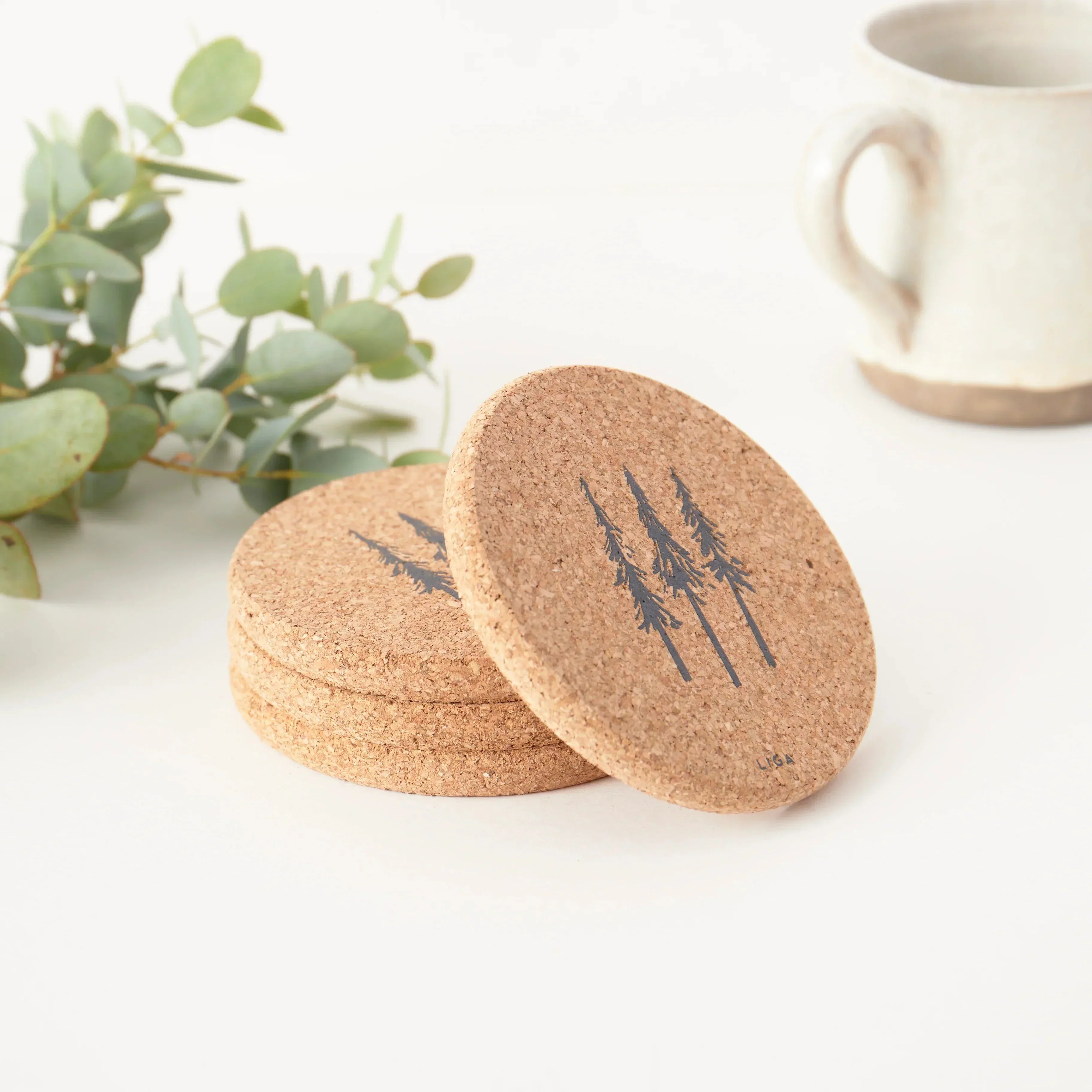 Liga Cork Coaster - Fir Trees - Image 3