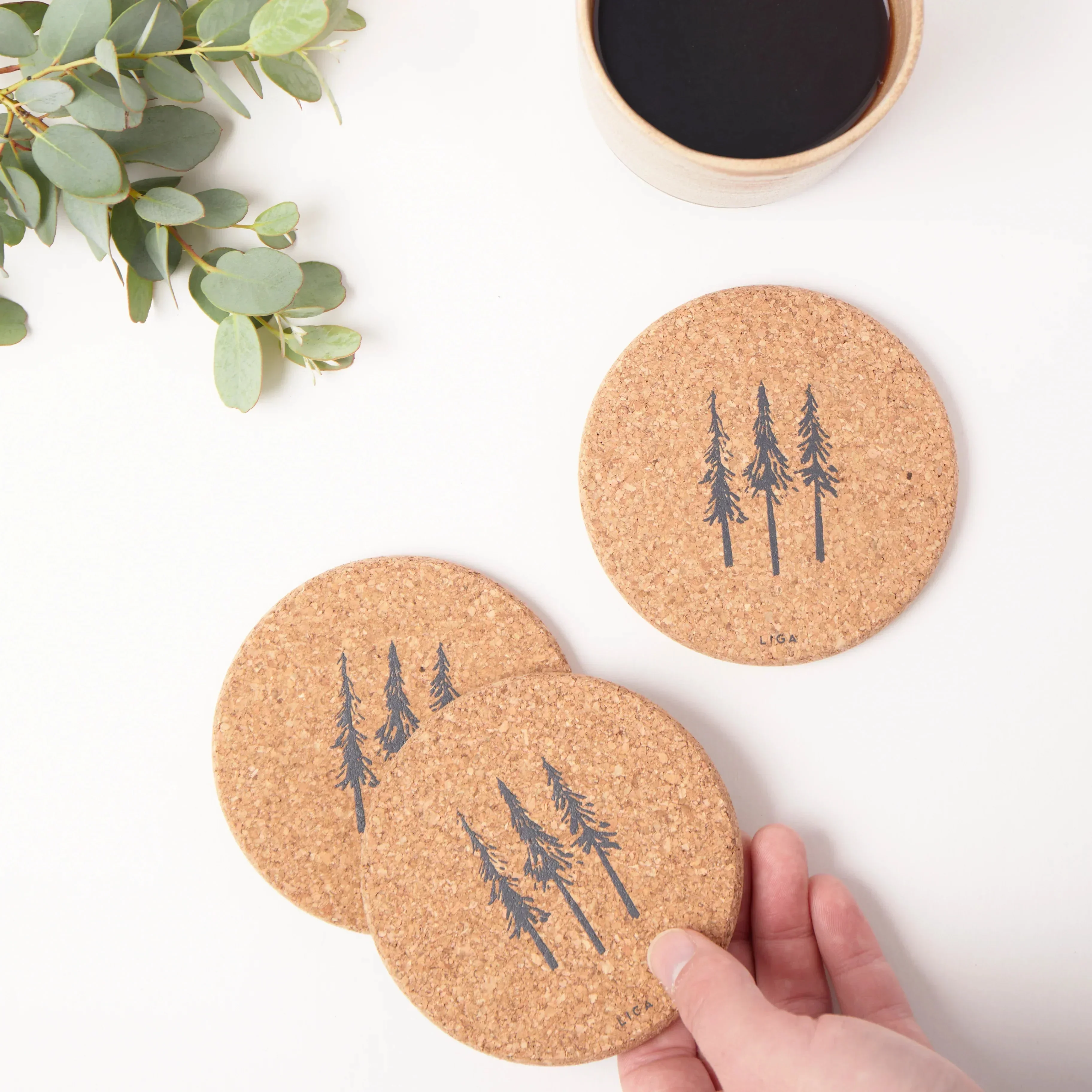 Liga Cork Coaster - Fir Trees - Image 4