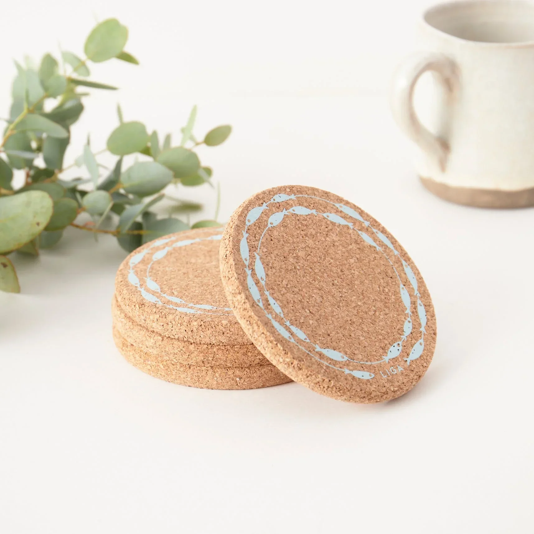 Liga Cork Coaster - FIsh on a Line Sky - Image 2