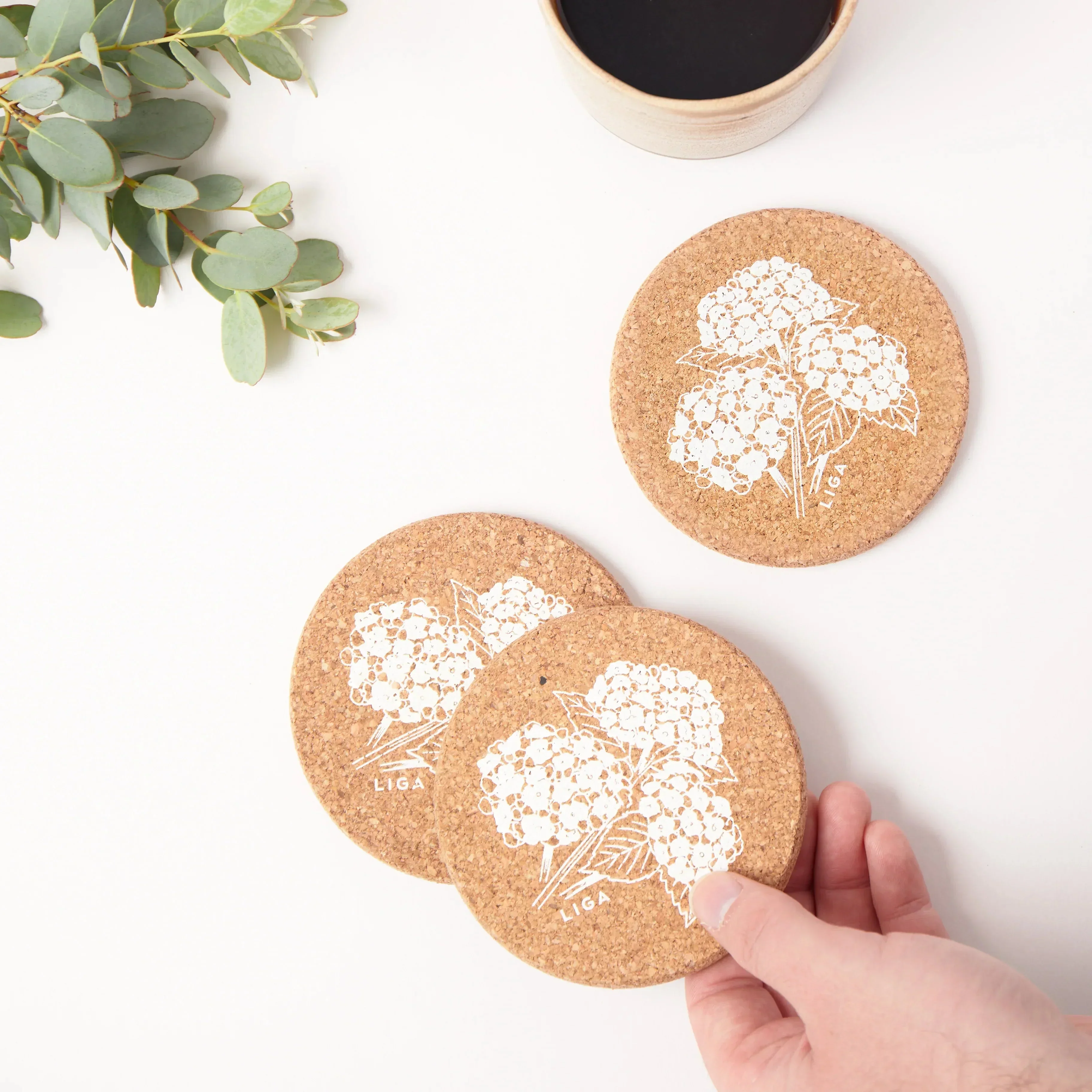 Liga Cork Coaster - Hydrangea - Image 3