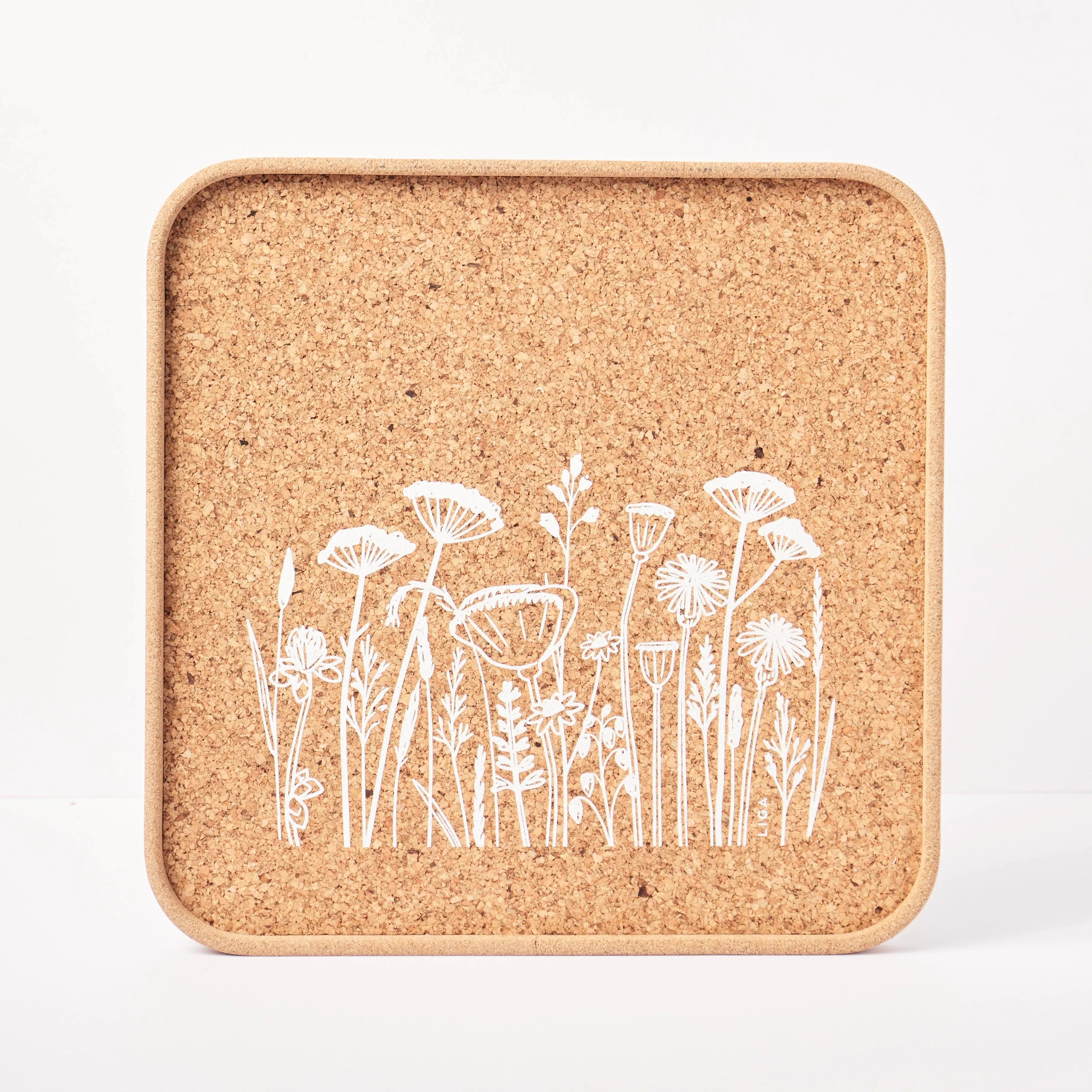 Liga Cork Eco Cork Tray - Flowers (30cm)
