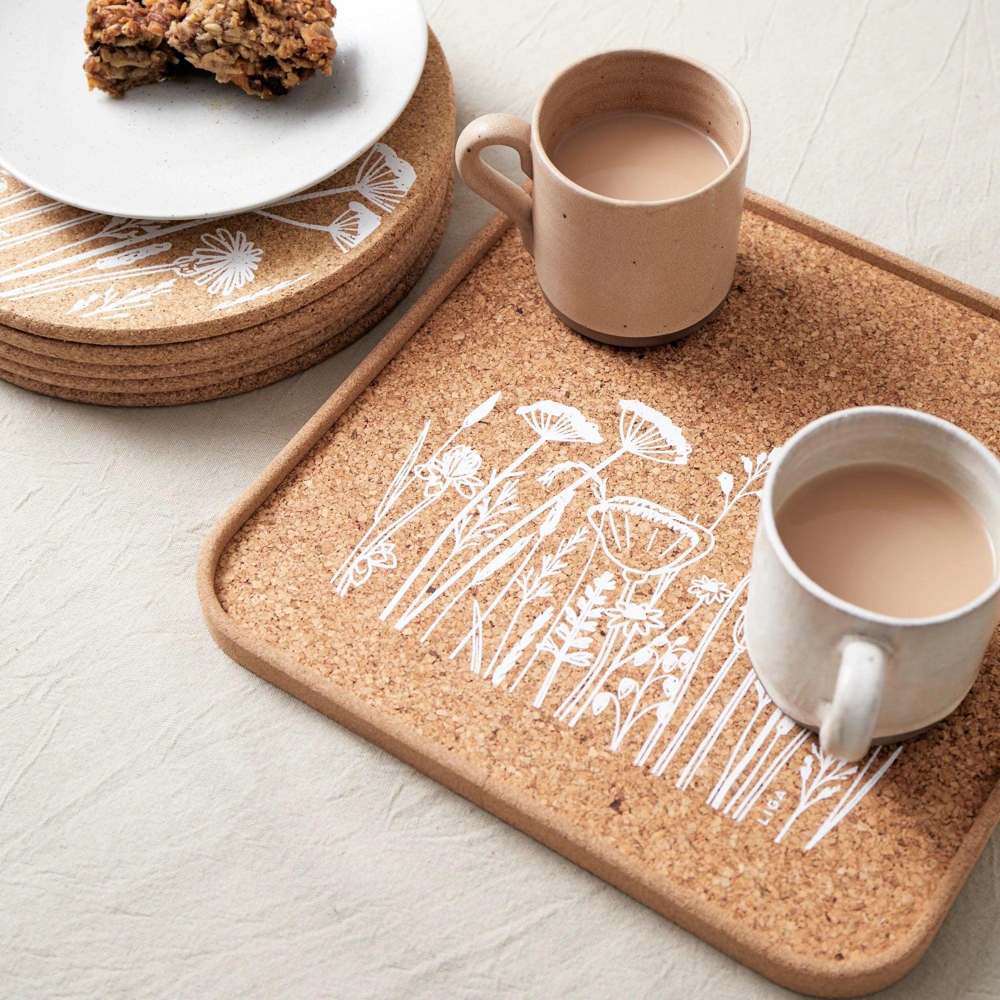 Liga Cork Eco Cork Tray - Flowers (30cm) - Image 2