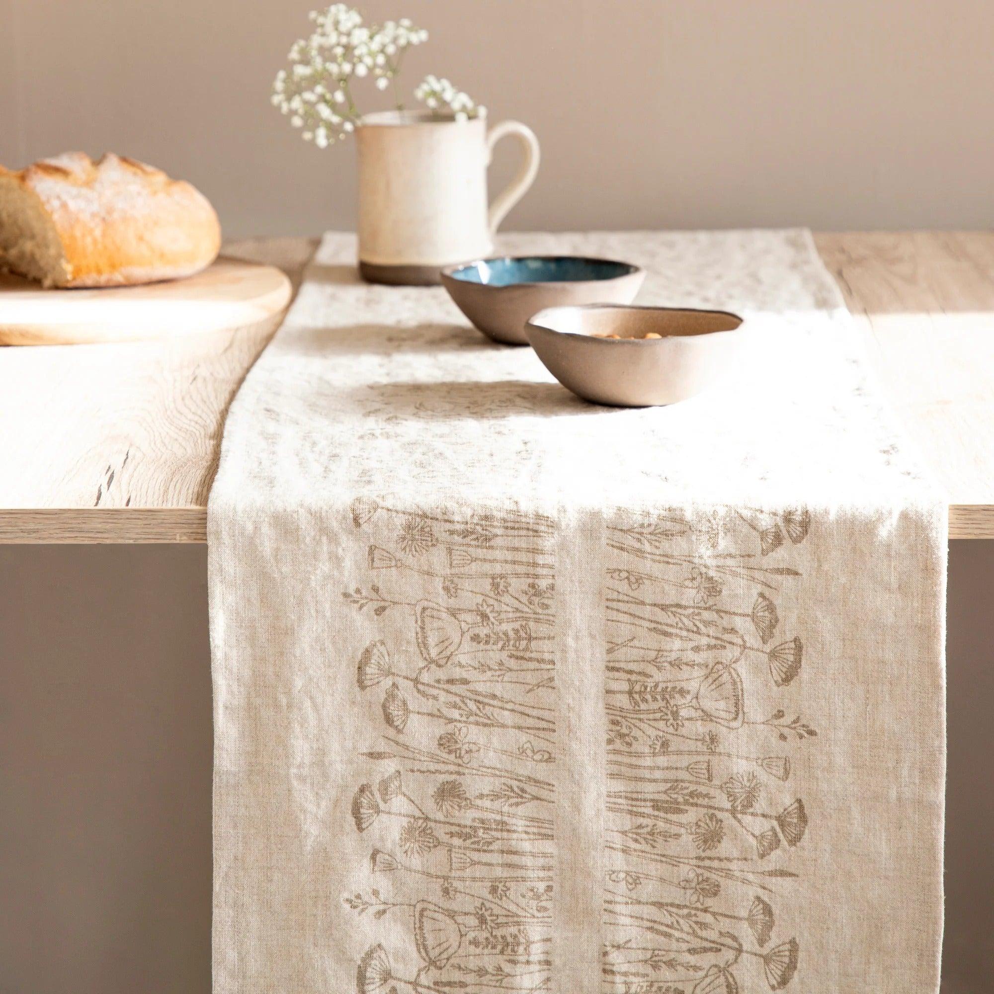 Liga Cork Linen Runner - Flowers (40x200cm)