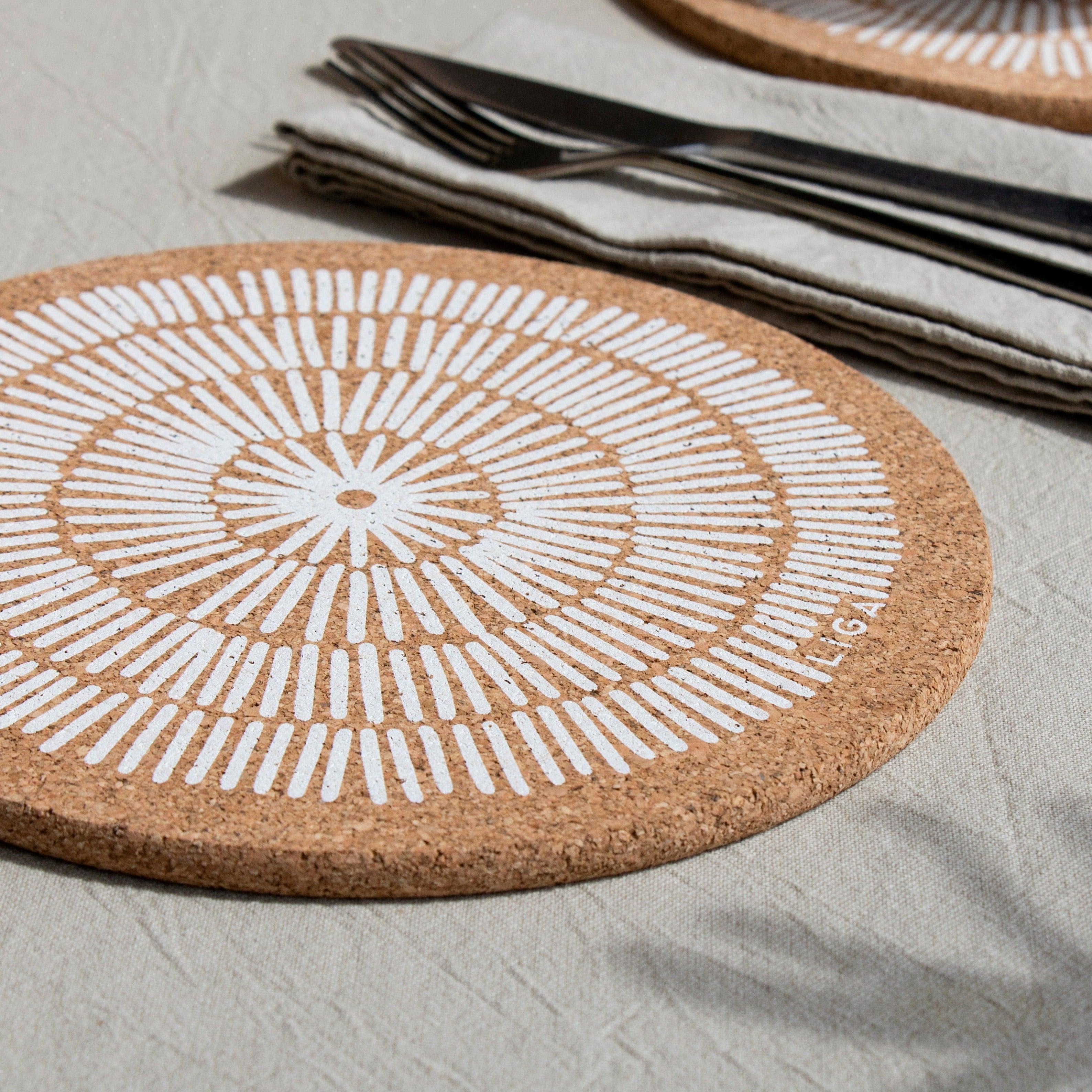 Liga Cork Placemat - Sandy Lines White - Image 2