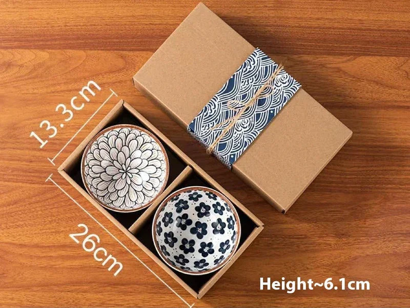 Light-Luxury Japanese Ceramic Rice Bowl Set (2 Piece) - Image 2