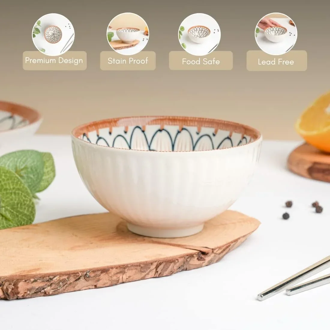 Light-Luxury Japanese Ceramic Rice Bowl Set (4 Piece) - Image 7
