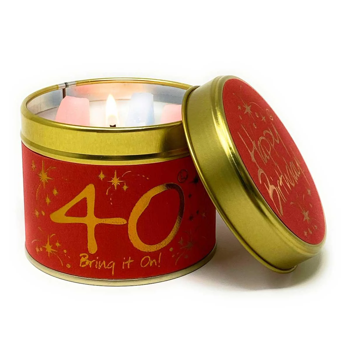 Lily Flame Happy Birthday 40th Scented Candle Tin
